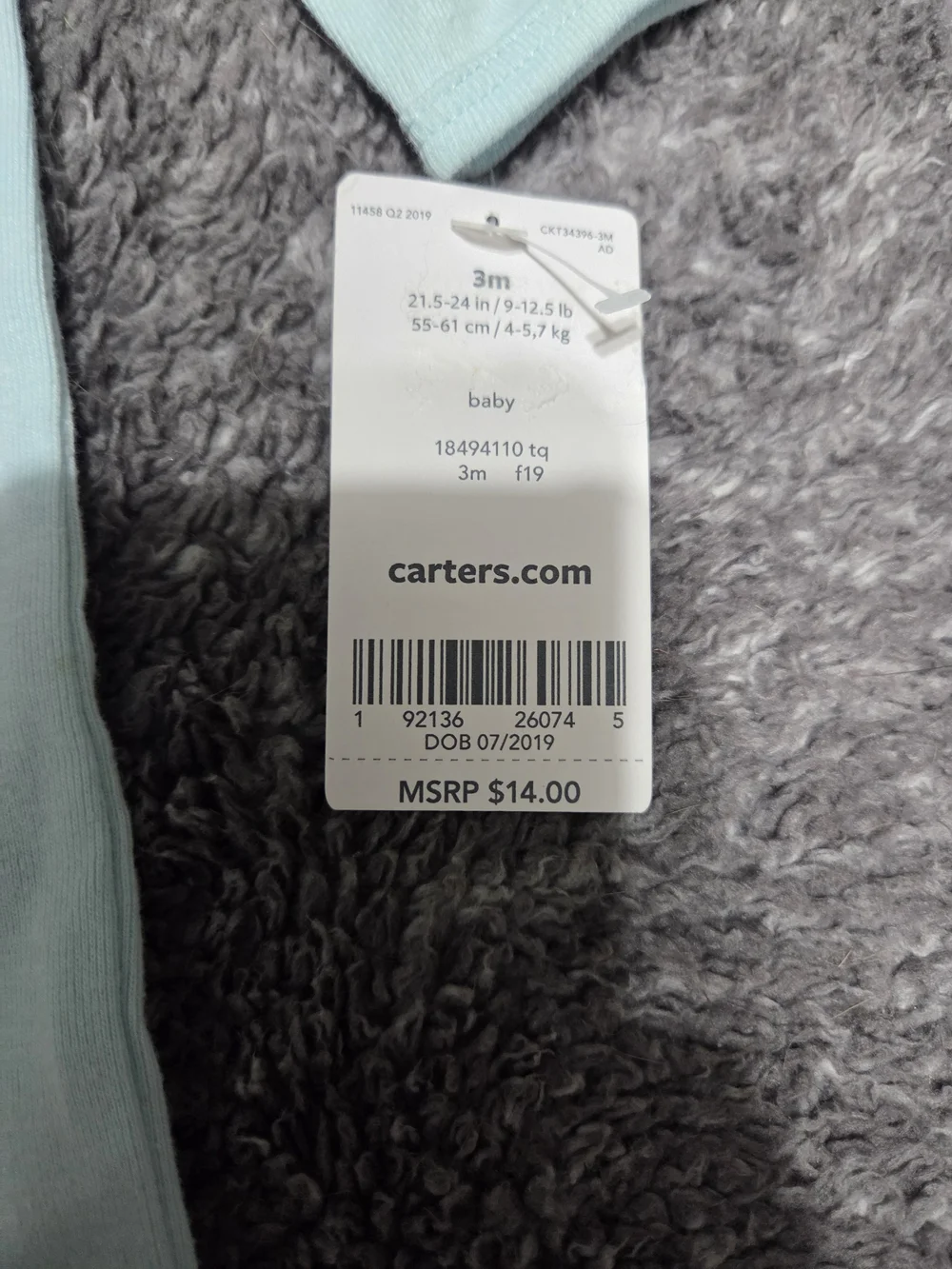 Carter's Light Aqua Long-Sleeve One-Piece with Silver Glitter Text